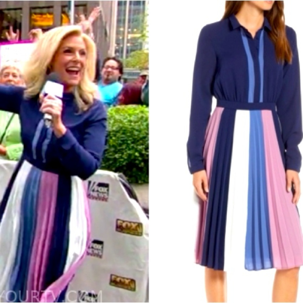 1901 Long sleeve collar dress with accordion bottom
